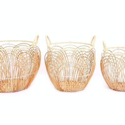 Set of Three Round Willow Baskets