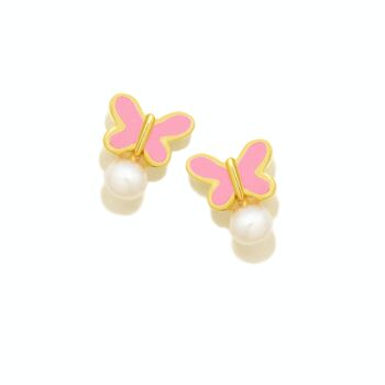 TUYYO BOUCLES D'OREILLES PAPILLON EN PERLE ROSE NEW BABY ARGENT PLAQUÉ OR 1