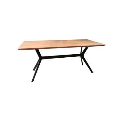 TABLE EN BOIS D'ACACIA AVEC PIEDS EN METAL NOIR 180X90X76CM KAYAPO