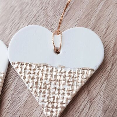 Heart Wall Decor with Gold Burlap Print