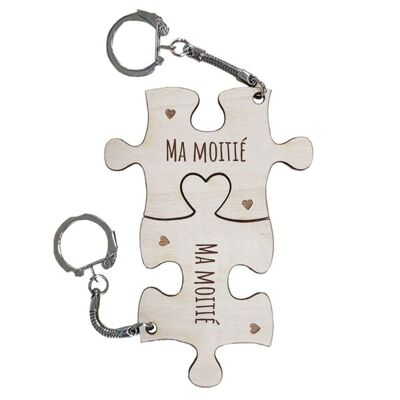 Wooden puzzle keychain "My other half"