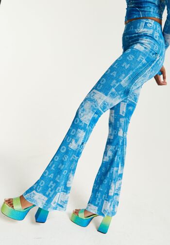 Pantalon évasé en denim imprimé House Of Holland 4