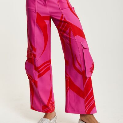 House of Holland Pink and Red Cargo Pants With Side Pockets