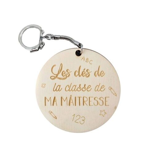 Porte-clés en bois "Les clés de la classe de ma maîtresse"