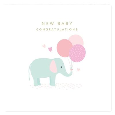 New Baby/Elephant With Balloons Card