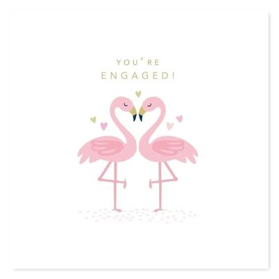 Sie sind verlobt / Flamingo-Paar-Karte