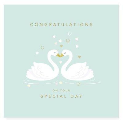 Día especial / Tarjeta de boda de pareja de cisnes