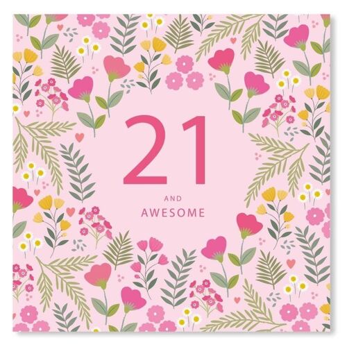 Age 21 Floral Birthday Card