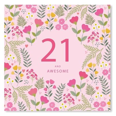 Age 21 Floral Birthday Card
