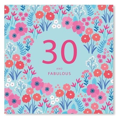 Carte d'anniversaire florale de 30 ans
