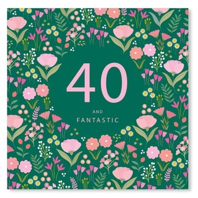 Tarjeta de cumpleaños floral de 40 años