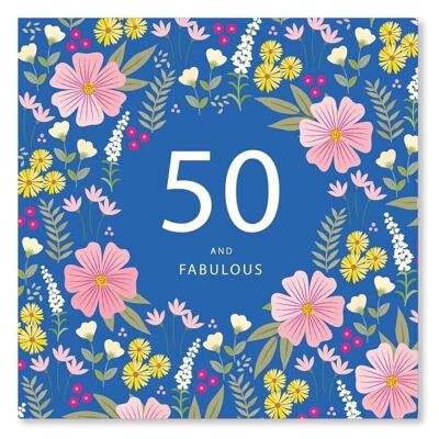 Tarjeta de cumpleaños floral de 50 años