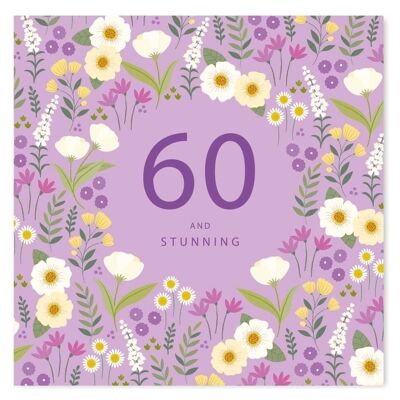Tarjeta de cumpleaños floral de 60 años