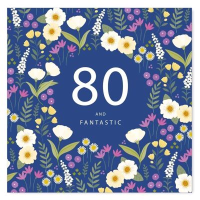Age 80 Floral Birthday Card