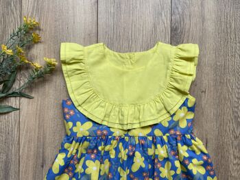 Robe à fleurs jaunes - fond bleu 7