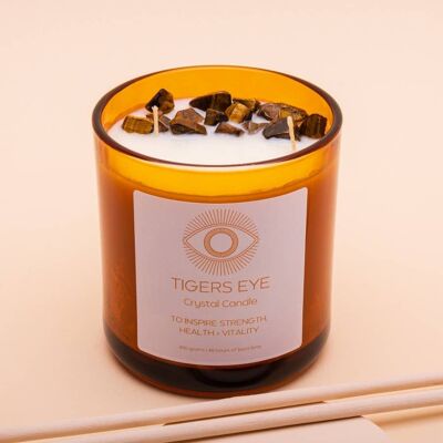 Fiery Orange + Bergamot with Tigers Eye | Crystal candle