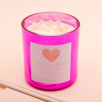 Rosewood + Coco Creme with Rose Quartz | Crystal Candle
