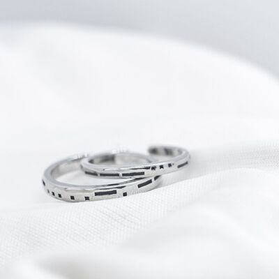 Adjustable Morse Code "Love you Forever" Couple Promise Ring Set