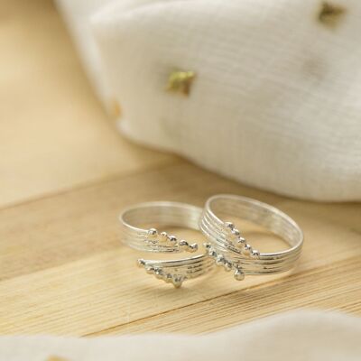 Anello da spiaggia Boho con fascia midi argento regolabile Dainty Stacking