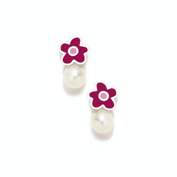 BOUCLES D'OREILLES FILETÉES FLEUR TUYO PERLE FUCHSIA 1