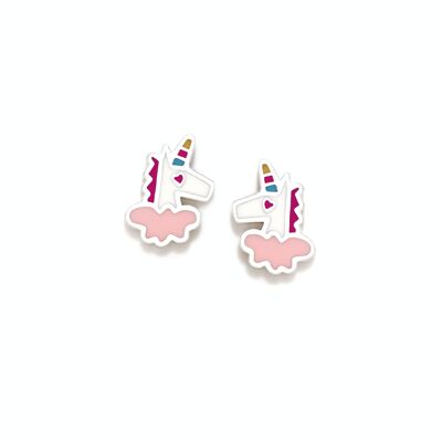 PENDIENTES ROSCA UNICORNIO BLANCO FANTASÍA