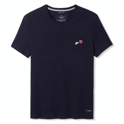 T-shirt Baptiste a maniche corte ricamata cornetto caffè blu navy