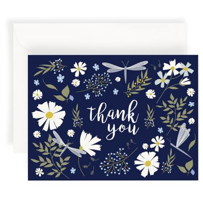 Daisies and Dragonflies Thank You - Navy-
