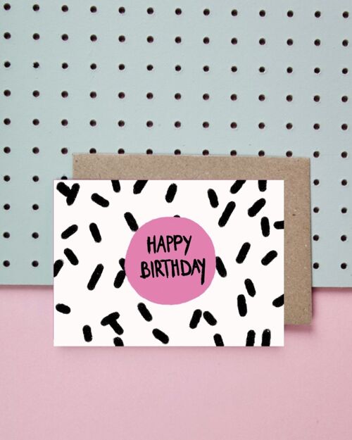 Postkarte *Happy Birthday* Dots