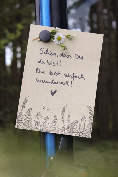 Graspapier Notizblock Zeichnung Wildblumen