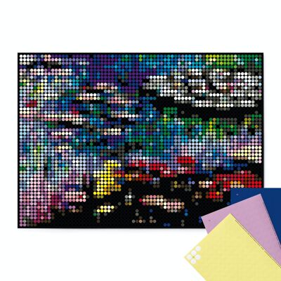 Set de pixel art con puntos de pegamento - nenúfares 50x70 cm