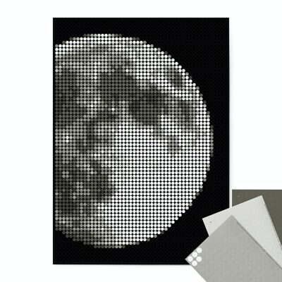 Set de pixel art con puntos de pegamento - luna 50x70 cm