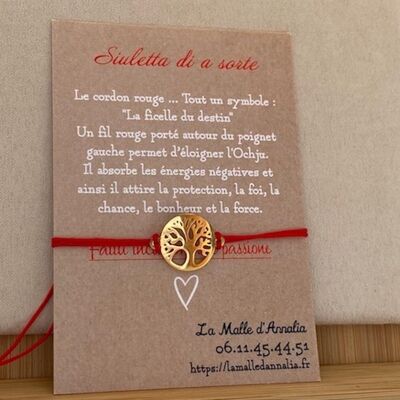 Bracelet fil rouge arbre de vie acier inoxydable