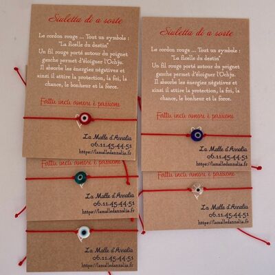 Pulsera ojo resina hilo rojo