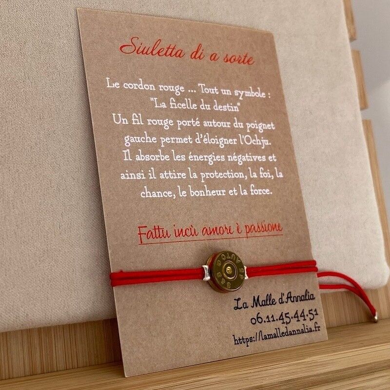 Bracciale in filo rosso manica revolver 45 auto in ottone