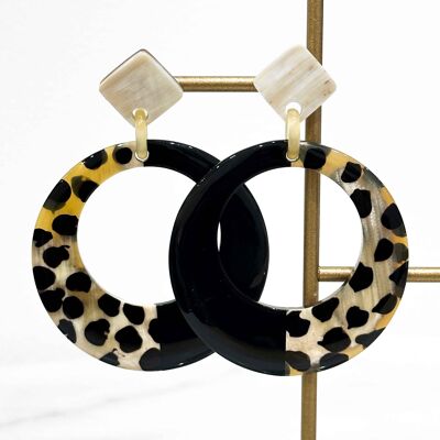 Round real horn earrings - Mottled
