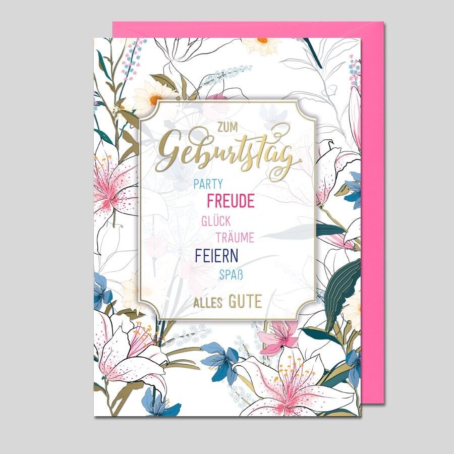 Tarjeta de cumpleaños FIESTA FELICIDAD ALEGRÍA SUEÑOS CELEBRAR DIVERSIÓN