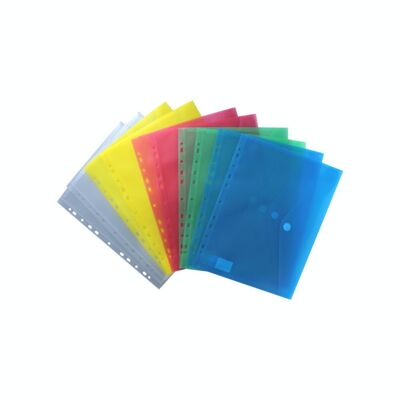 Document pockets, folders, A4 landscape pockets - document folder for filing with Euro holes, filing edge, flap and Velcro fastener