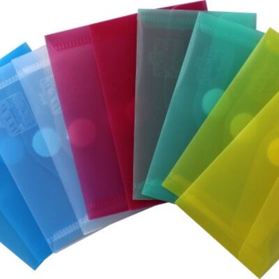 Business card pockets / collection pockets / viewing pockets, horizontal, made of PP, with flap and Velcro fastener