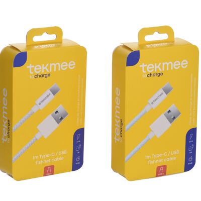 TEKMEE 1M TYP-C/USB-FISCHNETZKABEL