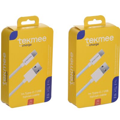 TEKMEE 1M TYPE-C/USB FISHNET CABLE