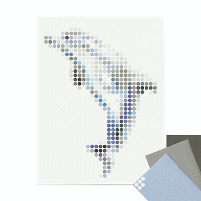 Set de pixel art con puntos de pegamento - delfín 30x40 cm