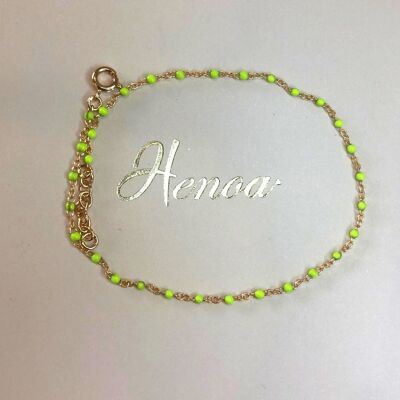 Gold-plated ankle chain Hénoa* green yellow