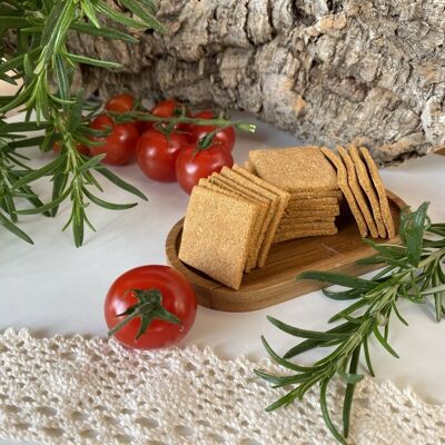 Aperitif biscuits - 80g (~30 biscuits) gluten and lactose free made in France | P’tits Salés Organic Rosemary Tomatoes