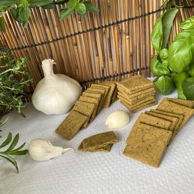 Vegan aperitif biscuits without gluten or lactose | Organic P’tits Salés Garlic & Herbes de Provence - 80g (~30 biscuits)