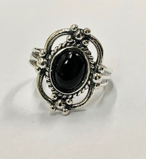 Victorian Vintage Oval Ring, Black Agate