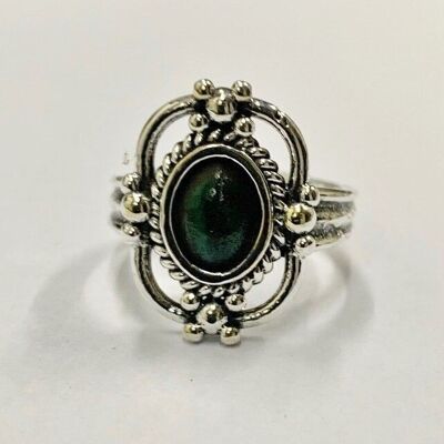 Anello ovale vintage vittoriano, malachite