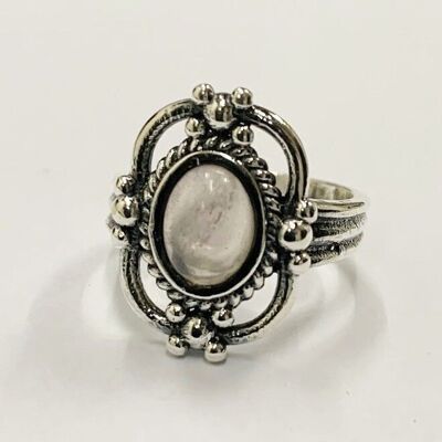 Viktorianischer Vintage Ovaler Ring, Rosenquarz