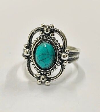 Bague ovale vintage victorienne, turquoise