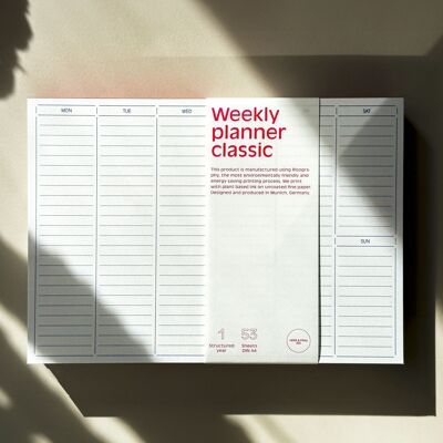 Planificador semanal clásico: bloc de notas desprendible