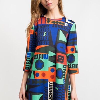 DRESS woman blue green orange - ARGOVIA